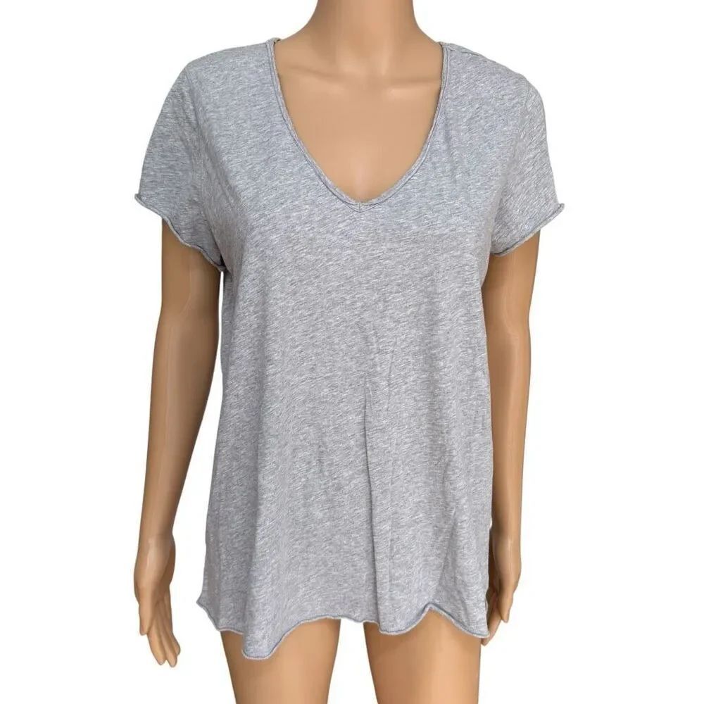 ALLSAINTS Women Gray Tank Top T-Shirt V-Neck Raw Hem cotton size M